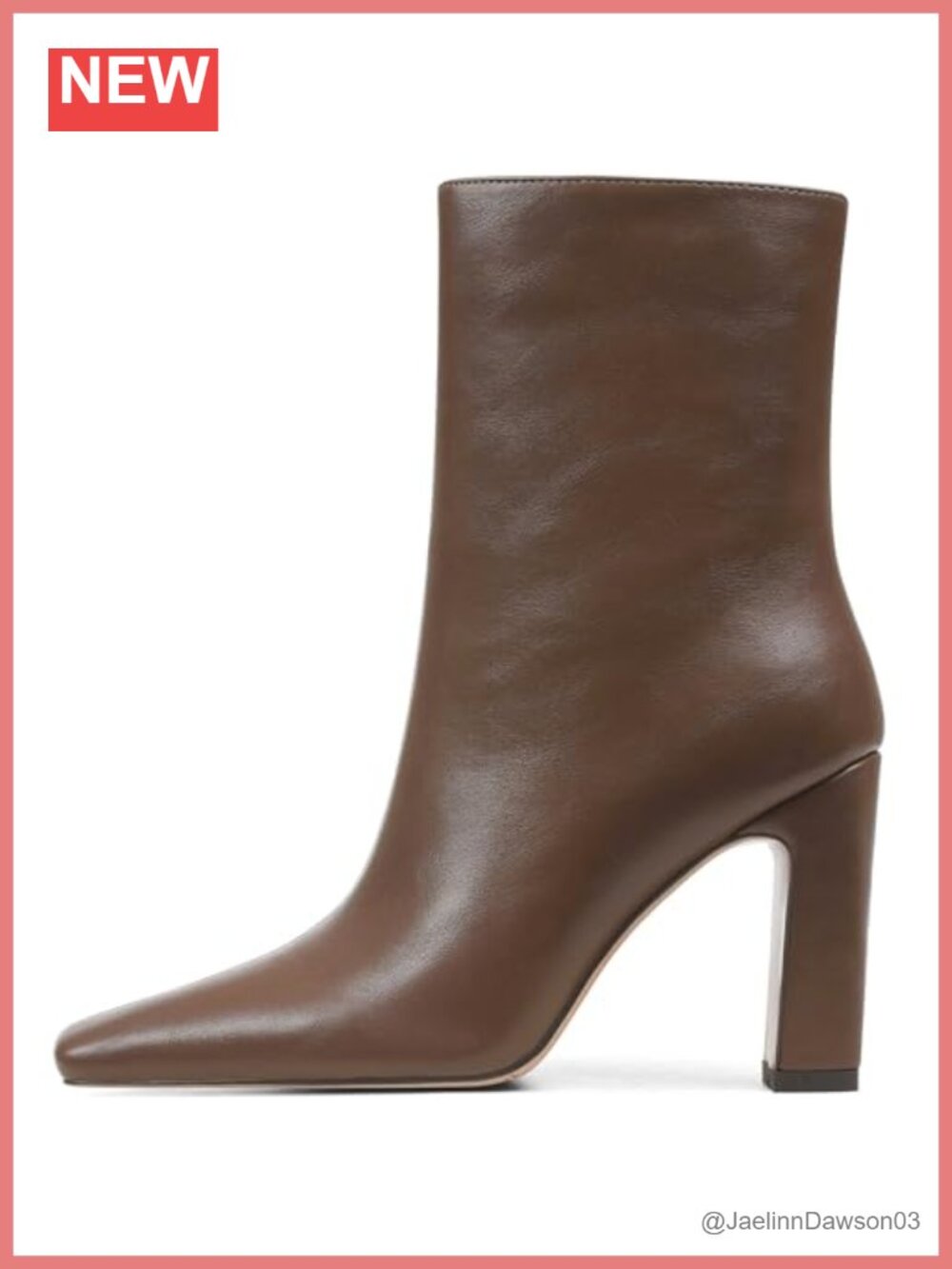 Faux Leather Square Toe Chunky Block Heel Ankle Booties Zip